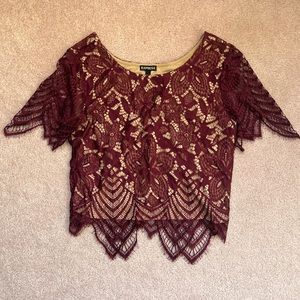 Express Burgundy Lace short sleeve top
